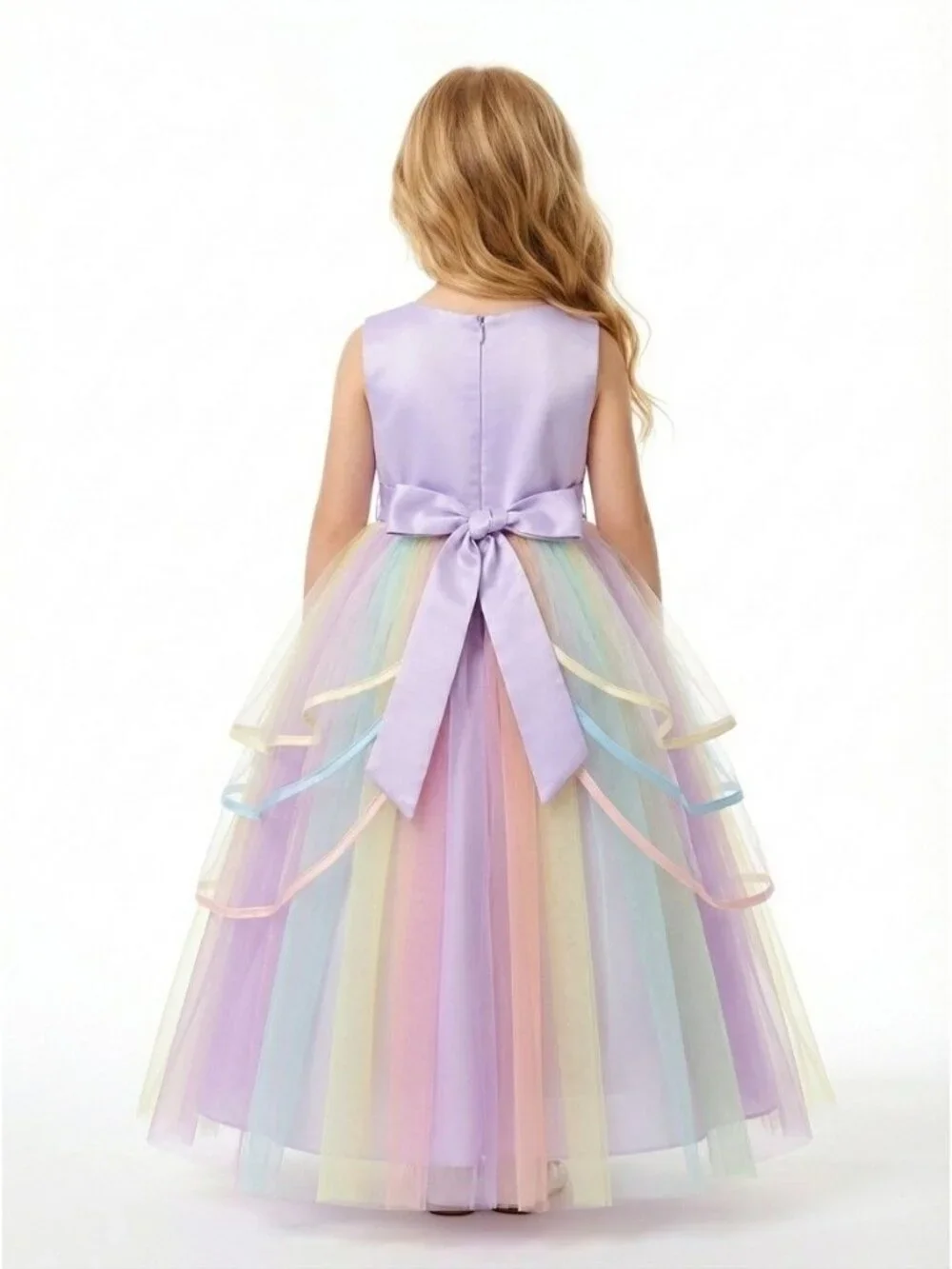 Girls Unicorn Princess Party Dress Pastel Rainbow Tulle Birthday Outfit (Size 5) - Picture 2 of 2